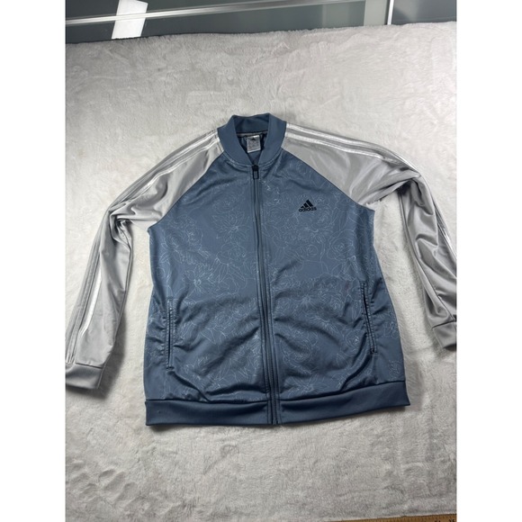 adidas Jackets & Blazers - Adidas Embossed Print Track Jacket Full Zip Climalite Women's Blue Gray size XL